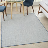 Nourison Courtyard Indoor/Outdoor Ivory Blue 4' x 6' Area Rug, Geometric, Easy Cleaning, Non Shedding, Bed Room, Living Room, Dining Room, Deck, Patio, Backyard (4x6)