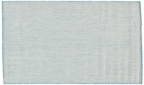 Nourison Courtyard Indoor/Outdoor Ivory Aqua 3' x 5' Area Rug, Geometric, Easy Cleaning, Non Shedding, Bed Room, Living Room, Dining Room, Deck, Patio, Backyard (3x5)