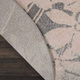 Nourison Tranquil Floral Grey/Pink 5'3" x Round Area -rug, Easy -cleaning, Non Shedding, Bed Room, Living Room, Dining Room, Kitchen (5 Round)