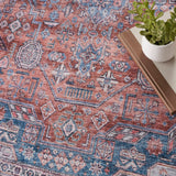Nourison Brilliance Machine Washable Traditional Vintage Blue/Multi 4' x 6' Area -Rug, Easy -Cleaning, Non Shedding, Bed Room, Living Room, Dining Room, Kitchen (4x6)