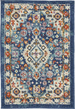 Nourison Passion Moroccan Blue/Multicolor 1'10" x 2'10" Area -Rug, Easy -Cleaning, Non Shedding, Bed Room, Living Room, Dining Room, Kitchen (2x3)