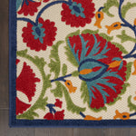 Nourison Aloha Indoor/Outdoor Red/Multi 3'6" x 5'6" Area Rug, Easy Cleaning, Non Shedding, Bed Room, Living Room, Dining Room, Deck, Backyard, Patio (4x6)