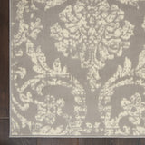 Nourison Jubilant Damask Grey 4' x 6' Area--Rug, Easy--Cleaning, Non Shedding, Bed Room, Living Room, Dining Room, Kitchen (4x6)