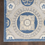 Nourison Aloha Indoor/Outdoor Blue/Grey 3'6" x 5'6" Area Rug, Easy Cleaning, Non Shedding, Bed Room, Living Room, Dining Room, Patio, Deck, Backyard (4x6)
