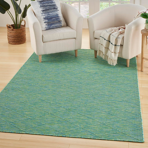 Nourison Practical Solutions Indoor/Outdoor Blue Green 4' x 6' Area -Rug, Easy -Cleaning, Non Shedding, Bed Room, Living Room, Dining Room, Backyard, Deck, Patio (4x6)
