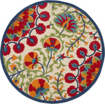 Nourison Aloha Indoor/Outdoor Red/Multi 4' x Round Area Rug, Easy Cleaning, Non Shedding, Bed Room, Living Room, Dining Room, Deck, Backyard, Patio (4 Round)