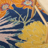 Nourison Allur Navy Multicolor 4' x 6' Area Rug, Modern, Floral, Bed Room, Living Room, Dining Room, Kitchen, Easy Cleaning, Non Shedding