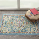 Nourison Passion Ivory/Light Blue 1'10" x 2'10" Area Rug, Boho, Moroccan, Bed Room, Living Room, Dining Room, Kitchen, Easy Cleaning, Non Shedding, (2' x 3')