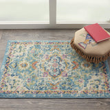 Nourison Passion Ivory/Light Blue 1'10" x 2'10" Area Rug, Boho, Moroccan, Bed Room, Living Room, Dining Room, Kitchen, Easy Cleaning, Non Shedding, (2' x 3')