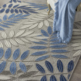 Nourison Aloha Indoor/Outdoor Grey/Blue 3'6" x 5'6" Area Rug, Easy Cleaning, Non Shedding, Bed Room, Living Room, Dining Room, Backyard, Deck, Patio (4x6)