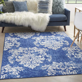 Nourison Whimsicle Damask Navy Ivory 4' x 6' Area Rug, Easy Cleaning, Non Shedding, Bed Room, Living Room, Dining Room, Kitchen (4x6)