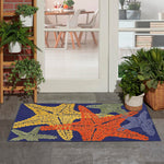 Nourison Aloha Indoor/Outdoor Blue Multicolor 2'8" x 4' Area Rug, Easy Cleaning, Non Shedding, Bed Room, Living Room, Dining Room, Backyard, Deck, Patio (3x4)