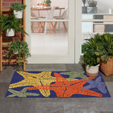 Nourison Aloha Indoor/Outdoor Blue Multicolor 2'8" x 4' Area Rug, Easy Cleaning, Non Shedding, Bed Room, Living Room, Dining Room, Backyard, Deck, Patio (3x4)
