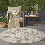 Nourison Aloha Indoor/Outdoor Natural 4' x Round Area Rug, Easy Cleaning, Non Shedding, Bed Room, Living Room, Dining Room, Backyard, Deck, Patio (4 Round)