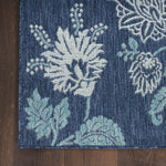 Nourison Garden Oasis Indoor/Outdoor Navy 5' x 7' Area Rug, Easy-Cleaning, Non Shedding, Bed Room, Living Room, Dining Room, Backyard, Deck, Patio (5x7)