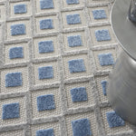 Nourison Aloha Indoor/Outdoor Blue/Grey 5'3" x Round Area Rug, Easy Cleaning, Non Shedding, Bed Room, Living Room, Dining Room, Deck, Backyard, Patio (5 Round)