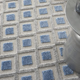 Nourison Aloha Indoor/Outdoor Blue/Grey 5'3" x Round Area Rug, Easy Cleaning, Non Shedding, Bed Room, Living Room, Dining Room, Deck, Backyard, Patio (5 Round)