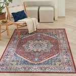 Nourison Vintage Home Bohemian Red Blue 3'9" x 5'9" Area Rug, Easy Clean, Non Shedding, Bed Room, Living Room, Dining Room, Backyard, Deck, Patio (4x6)