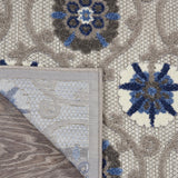 Nourison Aloha Indoor/Outdoor Grey/Blue 2'3" x 8' Area Rug, Easy Cleaning, Non Shedding, Bed Room, Living Room, Dining Room, Deck, Backyard, Patio (2x8)