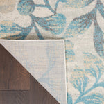 Nourison Tranquil Nature Ivory/Turquoise 5'3" x 7'3" Area -rug, Easy -cleaning, Non Shedding, Bed Room, Living Room, Dining Room, Kitchen (5x7)
