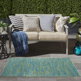 Nourison Essentials Indoor/Outdoor Blue Green 3' x 5' Area Rug, Easy Cleaning, Non Shedding, Bed Room, Living Room, Dining Room, Backyard, Deck, Patio (3x5)