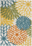 Nourison Aloha Indoor/Outdoor Floral Turquoise Multicolor 3'6" x 5'6" Area Rug, (4' x 6')