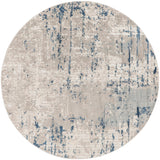 Nourison Concerto Distressed Ivory Grey Blue 4' x Round Area_Rug, Easy-Cleaning, Non Shedding, Bed Room, Living Room, Dining Room, Kitchen (4 Round)