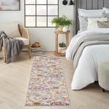 Nourison Aloha Indoor/Outdoor Ivory Blue 2' x 6' Area Rug, Easy Cleaning, Non Shedding, Bed Room, Living Room, Dining Room, Backyard, Deck, Patio (2x6)