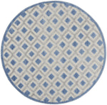 Nourison Aloha Indoor/Outdoor Blue/Grey 5'3" x Round Area Rug, Easy Cleaning, Non Shedding, Bed Room, Living Room, Dining Room, Deck, Backyard, Patio (5 Round)