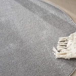 Nourison Essentials Solid Contemporary Silver Grey 4' Round Area Rug , 4' X Round