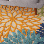 Nourison Aloha Indoor/Outdoor Multicolor 5'3" x 7'5" Area Rug, Tropical, Botanical, Easy Clean, Non Shedding, Bed Room, Living Room, Dining Room, Deck, Backyard, Patio (5x7)