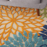 Nourison Aloha Indoor/Outdoor Multicolor 5'3" x 7'5" Area Rug, Tropical, Botanical, Easy Clean, Non Shedding, Bed Room, Living Room, Dining Room, Deck, Backyard, Patio (5x7)