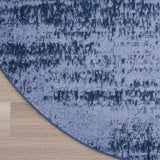 Nourison Essentials 48" Round Contemporary Indoor/Outdoor Rug in Denim Blue