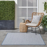 Nourison Courtyard 5' x Square Ivory Blue Fabric Modern Area Rug (5' Square)