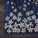Nourison Tranquil Floral Navy 2'3" x 7'3" Area Rug, Easy Cleaning, Non Shedding, Bed Room, Living Room, Dining Room, Kitchen (2x7)