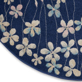 Nourison TRA04 Tranquil Bohemian Floral Navy Area Rug 5'XROUND, 5'3" x Round
