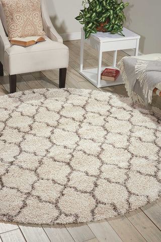 Nourison Amore Bohemian Cream 3'11" x ROUND Area -Rug, Easy -Cleaning, Non Shedding, Bed Room, Living Room, Dining Room, Kitchen (4 Round)