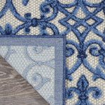 Nourison Aloha Indoor/Outdoor Grey/Blue 2'3" x 10' Area Rug, Transitional, French Country, Easy Cleaning, Non Shedding, Bed Room, Kitchen, Living Room, Deck, Backyard, (10' x Runner)