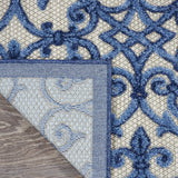 Nourison Aloha Indoor/Outdoor Grey/Blue 2'3" x 10' Area Rug, Transitional, French Country, Easy Cleaning, Non Shedding, Bed Room, Kitchen, Living Room, Deck, Backyard, (10' x Runner)
