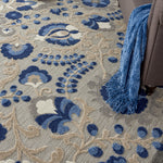 Nourison Aloha Indoor/Outdoor Natural/Blue 9'6" x 13' Area Rug, Easy Cleaning, Non Shedding, Bed Room, Living Room, Dining Room, Backyard, Deck, Patio (10x13)
