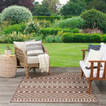 Nourison Positano 4' x 6' Indoor/Outdoor Area Rug, Brown, Modern, Geometric Pattern, Easy Cleaning, Non Shedding, Bedroom, Living Room, Dining Room, Deck, Backyard, Patio