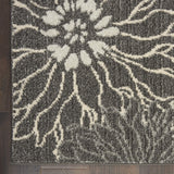 Nourison Passion Charcoal/Blue 3'9" x 5'9" Area Rug, Floral, Farmhouse, Easy Cleaning, Non Shedding, Bed Room, Living Room, Dining Room, Kitchen, (4' x 6')