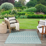 Nourison Positano Indoor/Outdoor Aqua 4' x 6' Area Rug, Easy Cleaning, Non Shedding, Bedroom, Living Room, Dining Room, Deck, Backyard, Patio