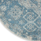 Nourison Tranquil Traditional Light Blue/Ivory 4' x Round Area -Rug, Easy -Cleaning, Non Shedding, Bed Room, Living Room, Dining Room, Kitchen (4 Round)