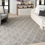 Nourison Aloha Indoor/Outdoor Charcoal 3'6" x 5'6" Area Rug, Easy Cleaning, Non Shedding, Bed Room, Living Room, Dining Room, Kitchen (4x6)