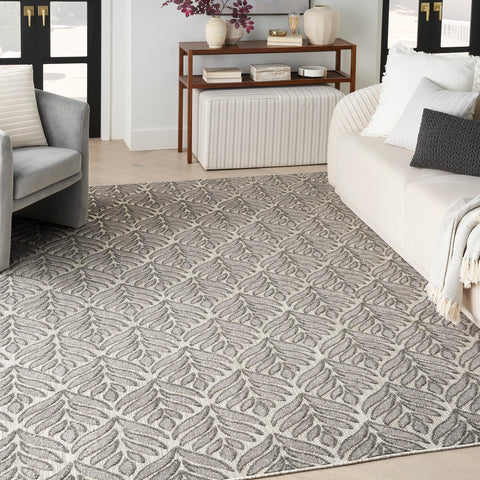 Nourison Aloha Indoor/Outdoor Charcoal 3'6" x 5'6" Area Rug, Easy Cleaning, Non Shedding, Bed Room, Living Room, Dining Room, Kitchen (4x6)