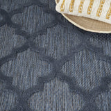 Nourison Easy Care Moroccan Navy Blue 4' x 6' Area Rug, Trellis, Easy Cleaning, Non Shedding, Bed Room, Living Room, Dining Room, Backyard, Deck, Patio (4x6)
