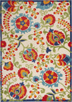 Nourison Aloha Indoor/Outdoor Multicolor 3'6" x 5'6" Area Rug, Easy Cleaning, Non Shedding, Bed Room, Living Room, Dining Room, Backyard, Deck, Patio (4x6)
