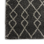 Nourison Geometric Shag Moroccan Charcoal 2'2" x 3'9" Area -Rug, Easy -Cleaning, Non Shedding, Bed Room, Living Room, Dining Room, Kitchen (2x4)