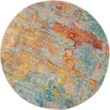 Nourison Celestial Modern Abstract Sealife 5'3" x Round Area -Rug, Easy -Cleaning, Non Shedding, Bed Room, Living Room, Dining Room, Kitchen (5 Round)